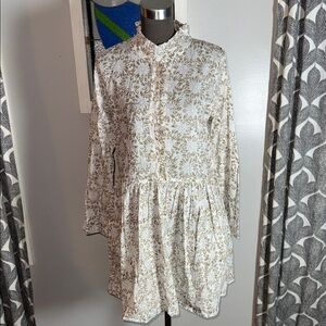 Blue Rye by Sugarbelle 100% Cotton Blockprint Floral Shirt Dress SZ Small